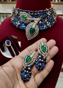 สร้อยคอชุบทองคุณภาพพรีเมียมสวยงาม ประดับด้วยโมอิสซาไนต์แท้แบบดับเบิ้ล พร้อมต่างหูและชุดแหวนดับเบิ้ลปรับขนาดได้ - Product Image 2