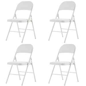 Eleganti Sedie Pieghevoli in Ferro e PVC Bianche, Set da 4 Pezzi, per Sala da Pranzo, Ospedale o Fiere ed Eventi, Codice 33292149 - Product Image 2
