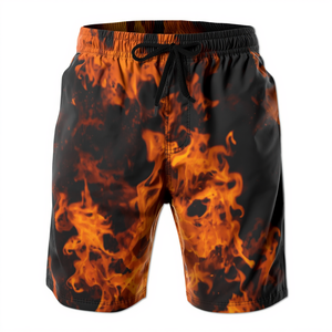 Shorts streetwear pour hommes avec imprimé abstrait de feu - Product Image 4