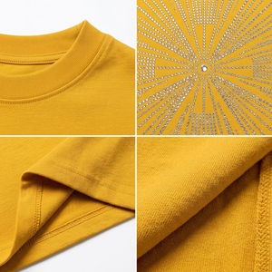 Camiseta de Manga Corta con Cuello Redondo Amarillo para Hombre, Corte Regular, Diseño Geométrico con Pedrería, Transpirable, de Algodón Jersey, Estilo Casual Urbano - Product Image 6