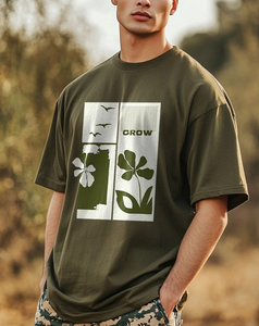 T-shirt pour homme fabriqué par OEM, épaules tombantes, 240 GSM, 100% coton, surdimensionné, logo personnalisé imprimé, options multicolores - Product Image 1