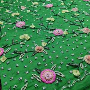 Nouvelle Arrivée 2026 Tissu en Dentelle Florale 3D Pêche Brodé à la Main de Perles et Paillettes sur Tulle pour Tenues de Soirée, Robes de Cérémonie, Artisanat DIY et Couture - Product Image 3