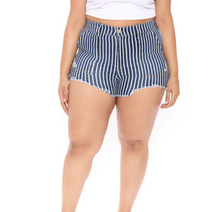 Shorts de Mezclilla para Mujer, a la Moda, de Cintura Alta, con Costuras Frontales, Elásticos, con Dobladillo Deshilachado, Estilo Casual de Verano - Product Image 1