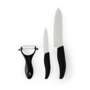Ensemble de couteaux en céramique Excelsa avec éplucheur noir 15x2.5x3.5 cm, outils pour fruits et légumes - Product Image 1