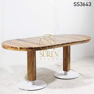 Hôtels et restaurants de design indien fabriqués à la main Table en bois pour pieds en fer Table de design indien - Product Image 2