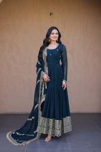 Modern Indian Style Lace Embroidered Anarkali <b>Gown</b> Elegant Floor-Length Wedding Dress Illusion Back <b>Bride</b> Mother Pearls - Product Image 6