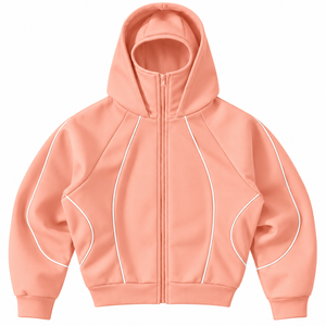 Nouveau design, vente chaude, sweat à capuche unisexe blanc avec fermeture éclair, passepoil contrastant noir, design de panneaux sculptés modernes, veste streetwear personnalisée 100% - Product Image 2