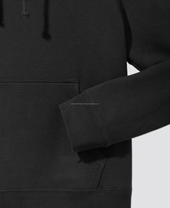 Sudadera con Capucha Unisex de Alta Calidad para Invierno 2026, Diseño Simple, Holgada, Transpirable, Cuello Redondo, Color Negro Sólido, Impresión Digital, 100% Algodón - Product Image 6