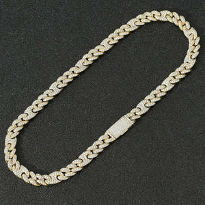Handmade Customized Fully <b>Iced</b> <b>Out</b> Moissanite Diamond Miami Cuban Link Chain Necklace in Gold for Men Wedding Party - Product Image 4