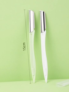 Rasoir à sourcils 2 lames en acier inoxydable, rasoirs de sécurité pour épilation, tondeuse pour le visage et le corps, pour femme, vert et blanc, design moderne - Product Image 2