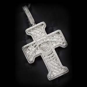 Colgante de cruz de lujo con incrustaciones de diamantes, plata de ley 925 con diamante moissanita VVS, colgante de cruz estilo hip hop brillante para hombres y mujeres. - Product Image 1