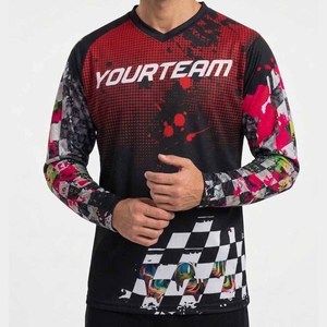 Jersey de Ciclismo para Hombre, Cuello en V, Manga Larga, Diseño Gráfico MTB, Transpirable, Secado Rápido, 100% Poliéster - Product Image 2