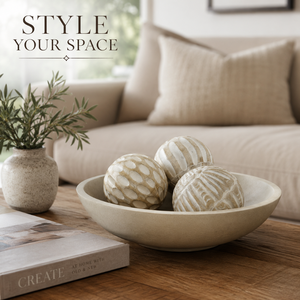 Handcrafted Decorative Ball Set of 3 Unique Pattern Table Shelf Bowl Home Decor Accents | Wholesale Decorative <b>Objects</b> for Homes - Product Image 4