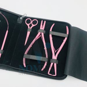 Pince d'extension de cheveux enduite de poudre rose pour bébé avec pinces de coupe de cheveux, aiguilles de type C boucles de cheveux et ciseaux outils durables - Product Image 4