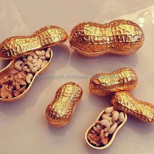 Comestible Vintage Aluminio Golden Peanut Box contenedor de frutas secas caja de nueces - Product Image 1