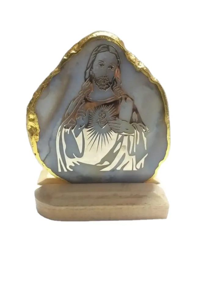 Placca su misura con immagine di gesù cristo su supporto in legno per natale e decorazioni per la casa