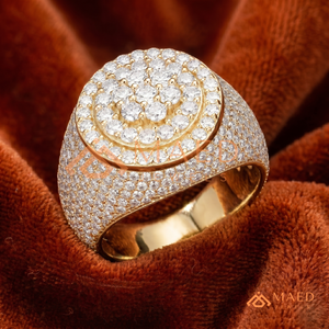 <b>Mens</b> Gold Tone Moissanite Cluster <b>Ring</b> Luxury Round Cut Diamond Look Statement <b>Ring</b> for <b>Men</b> - Product Image 5