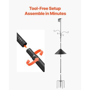 Soporte para Comedero de Aves Silvestres de 92 Pulgadas con 4 Ganchos, Poste de 31/32 Pulgadas de Diámetro, Ganchos para Colgar Casas de Aves, Kit de Estación de Alimentación a Prueba de Ardillas - Product Image 6