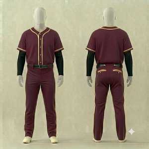 Ensemble uniforme de baseball pour homme, maillot et pantalon bordeaux avec ceinture et fermeture à boutons, vêtements de sport respirants, coupe régulière pour adulte - Product Image 1