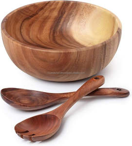 Cuencos para servir de madera de estilo real ligeros hechos a mano, la mejor calidad para ensaladas de frutas, fiestas, hoteles, juego de vajilla de diseño rústico - Product Image 3