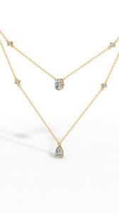 Collar Delicado de Varias Capas con Colgante Minimalista de Diamantes Cultivados en Laboratorio, Corte Pera, Ovalado y Redondo, Oro de 14K, Incoloro, VVS, Multidiamantes - Product Image 3