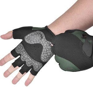 <b>Half</b> Finger Cycling Gloves Unisex Black Green Panelled Non <b>Slip</b> Racing Gloves Universal Size - Product Image 4