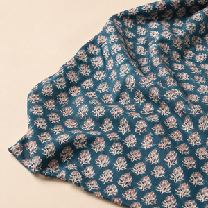 Tela de Algodón Estampada a Mano con Diseño Floral Buta en Color Verde Azulado Oscuro, Suave y Transpirable, para Confección de Kurta y Decoración del Hogar - Product Image 5