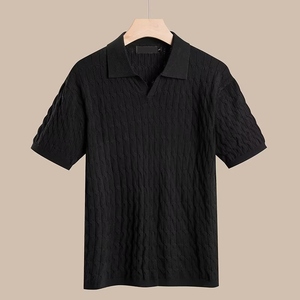 เสื้อโปโลถักพรีเมียมสำหรับผู้ชาย แขนสั้น สกรีนชื่อโลโก้ได้ เนื้อผ้านุ่ม ระบายอากาศดี เหมาะสำหรับใส่ลำลองในฤดูร้อน สไตล์สตรีทแฟชั่น - Product Image 4
