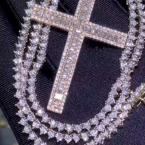 Customized 925 Sterling Unisex Hip Hop Style <b>Chain</b> Rapper Jewelry <b>Iced</b> White Diamonds Pendant Plated Charm Unisex Hip Hop Style - Product Image 1