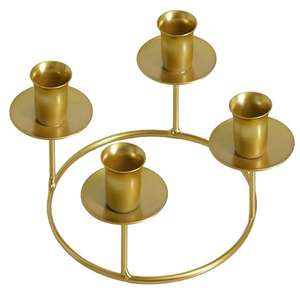 Advent Wreath Candle Holder Gold Metal Round 5-Candle <b>Stand</b> for Table Church Home, Christmas Advent Decorations - Product Image 4