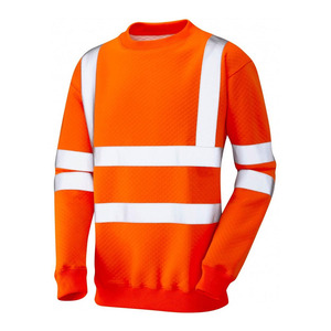 <b>Men's</b> <b>Orange</b> Reflective Safety <b>Sweatshirt</b> Crew Neck Long Sleeve Knitted Polyester Workwear High Visibility Casual Wear Autumn - Product Image 4
