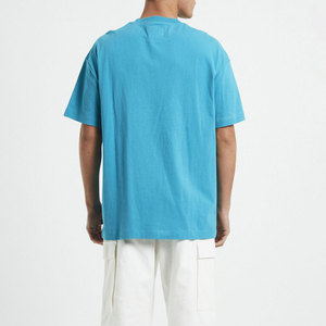 T-shirt cyan premium 100 % coton tricoté épais, style streetwear, directement de l'usine de Sialkot, fabricant mondial de vêtements personnalisés - Product Image 2