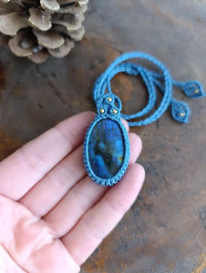 Collier Pendentif Macramé Fait Main avec Perles, en Alliage Cuivre-Zinc, Effet Naturel Scintillant, Style Bohème, Guérison, Cordon Ajustable, Bijou Anniversaire - Product Image 3