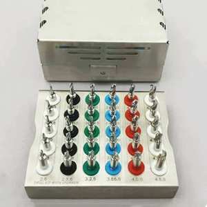 Kit de chirurgie implantaire conique dentaire manuel 25 pièces avec butée intégrée et cassette, instruments en acier inoxydable par Grip Surgical - Product Image 2