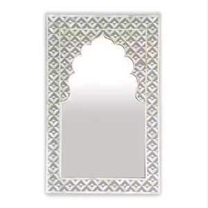 Handcrafted Modern Eco-friendly Bone Inlay <b>Mirror</b> <b>Frame</b> Floral Design Luxury Wall Decor for Bedroom Living Room - Product Image 1