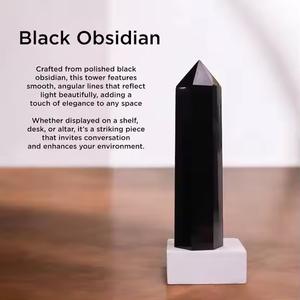 Tour d'obsidienne noire polie, pointe de cristal, pierre naturelle de guérison, obélisque octogonal, énergie de l'amour, décoration, vente en gros - Product Image 5
