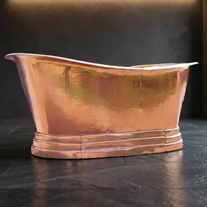 Baignoire de luxe en cuivre pour villa, baignoire autoportante en cuivre avec finition polie pour villas, hôtels, complexes hôteliers et salles de bain haut de gamme - Product Image 6