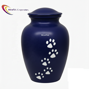 Urna para Cenizas de Mascotas, Urna Funeraria para Perros y Gatos, Recuerdo Metálico con Huella Personalizada, Color Azul Marino, Pequeño Tarro, Color Personalizado - Product Image 1
