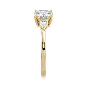 Bague de fiançailles à trois pierres en diamant de laboratoire taille coussin certifié IGI, or jaune 10K, avec pierres latérales marquise, bijou de mariage et de fête, cadeau - Product Image 4