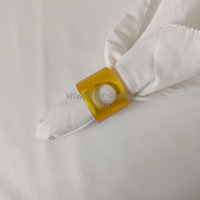 Anneaux de serviette classiques en résine, forme carrée, bleu, vert, jaune, transparent, décoration de table de fête, 4,5 cm, design durable, KISWAH CRAFT