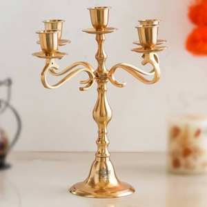 Candelabro de aluminio chapado en oro de último diseño, de 5 brazos, para decoración del hogar y hoteles, personalizable, con el mejor acabado en oro. - Product Image 2
