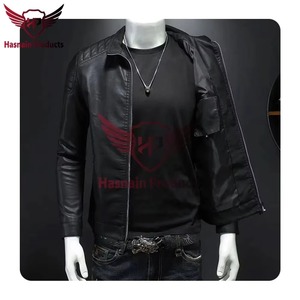 Chaqueta de Cuero Genuino Negra para Hombre, Ajustada, Estilo Motero, Cafe Racer, de Piel de Vacuno, con Hombros Acanalados, Clásica, Personalizada, para Invierno - Product Image 3