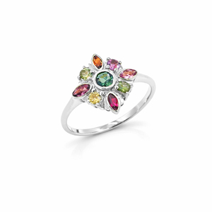 Bague de luxe Ishime Jewels MT09R en argent sterling 925 plaqué or, sertie de plusieurs tourmalines florales taille marquise - Product Image 4