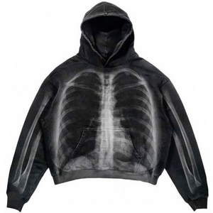 Oversized Men Distressed Hoodie High Streetwear Vintage Washed Drop Shoulder Pullover Hip Hop Loose Fit Hooded Sweatshirt - Product Image 1