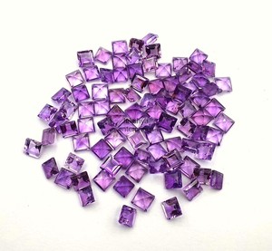Piedras Preciosas Sueltas de Amatista Natural de 4 mm, Corte Cuadrado Facetado, Piedras Calibradas al por Mayor para la Fabricación de Joyas, Amatista Púrpura AAA - Product Image 2