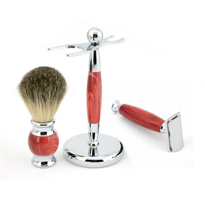 <b>Shaving</b> Set Pure Badger Hair Men's <b>Shaving</b> <b>Kit</b> Beard Grooming Set with Twin Blade Razor Stand Bowl Leather Professional Quality - Product Image 1