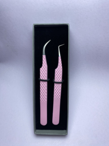 Pince à cils en acier inoxydable de haute qualité, en forme de L, à 90 degrés, anti-magnétique, pointe en fibre pour volume, pointe lisse pour cils - Product Image 3