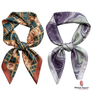 Pañuelo Cuadrado con Estampado Digital Personalizado, Pañuelo para la Cabeza para Mujer, Marca Blanca, OEM, ODM, MOQ Bajo, Fabricante de Telas Personalizadas, Venta al Por Mayor - Product Image 2