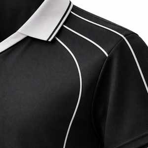 Polo Negro de Manga Corta con Ribete Blanco, Cuello en V, Corte Regular, Camiseta Casual de Punto para Hombre - Product Image 6