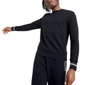 Sudadera negra con doble ribete y diseño de logotipo personalizado al por mayor OEM - Product Image 1